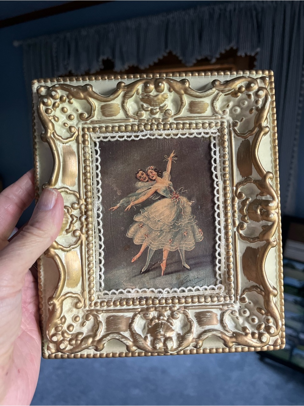 Vintage Gold Ornate Decorative Frame with Ballet Print - Home Accents